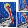 Ceramic Art Tiles-Set Of 3 Pelicans