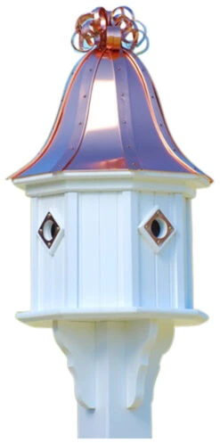 Copper Roof Birdhouse 34x14 Ribbon Detail 4 Portals -Bird Haven Outlet Store BH14 4CP BC CURLY
