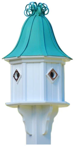 Copper Roof Birdhouse 34x14 Ribbon Detail 4 Portals -Bird Haven Outlet Store BH14 4CP PC CURLY