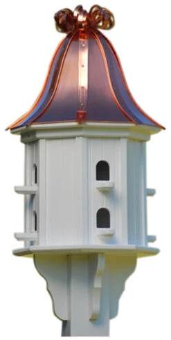 Copper Roof Dovecote Birdhouse 36x14 Ribbon Detail- 8 Perches -Bird Haven Outlet Store BH14 8 BC CURLY