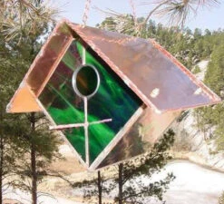 Copper-Stained Glass Birdhouse -Bird Haven Outlet Store BHGW EMRLD2 HS 8354ebb9 a77f 471e 97d2 7039725dfa19