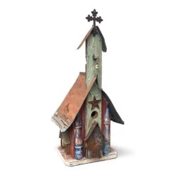 Barn Wood & Tin Church Birdhouses -Bird Haven Outlet Store Barn Wood Tin Church Birdhouse 1