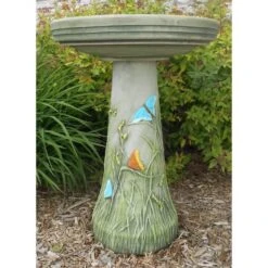 Butterfly Meadow Bird Bath-Locking Top