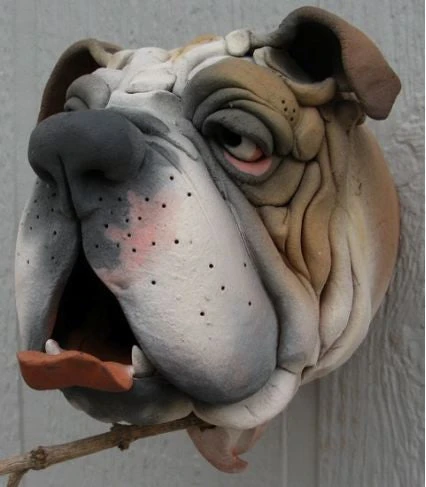 Bull Dog Ceramic Birdhouse 1 Bull Dog Ceramic Birdhouse
