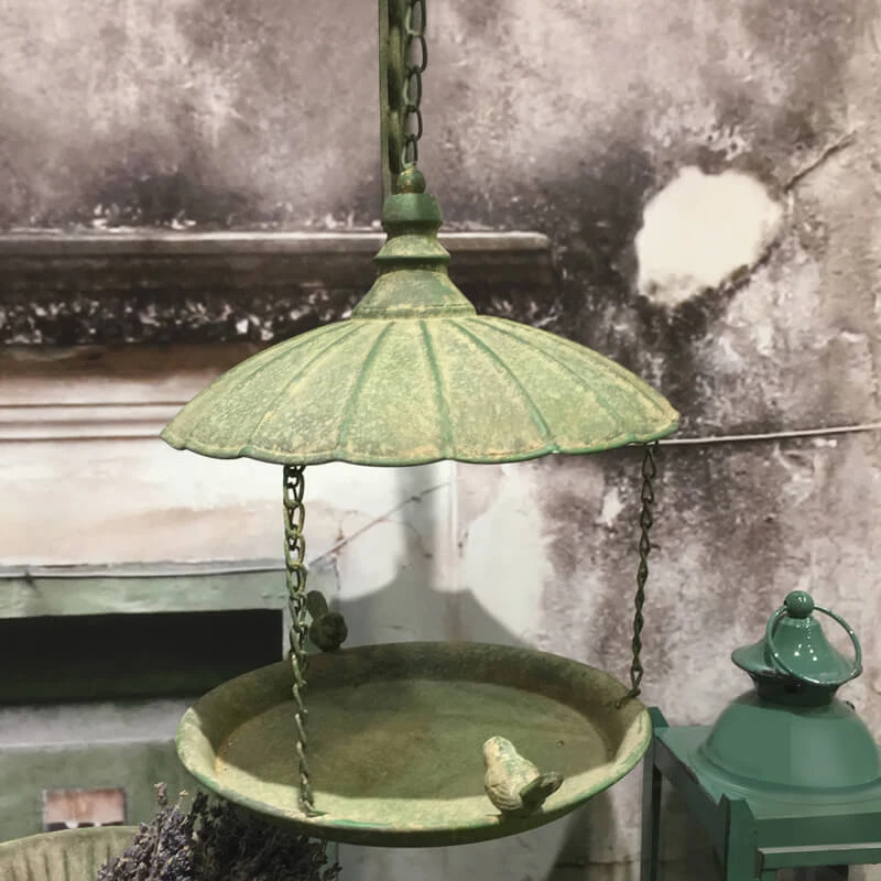 ESSCHERT DESIGN Antique Hanging Tray Bird Feeder 2 ESSCHERT DESIGN Antique Hanging Tray Bird Feeder - Image 2