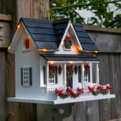 Lighted Holiday Birdhouse 6 Lighted Holiday Birdhouse -Bird Haven Outlet Store Lighted Holiday Birdhouse with bracket 2
