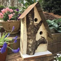 Rustic Log Front Birdhouses- 2 Sizes -Bird Haven Outlet Store Log Front Birdhouse 5