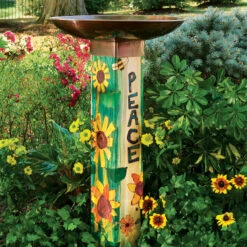 Peace Pedestal Bird Bath- Retired Design -Bird Haven Outlet Store Peace Bird Bath in garden