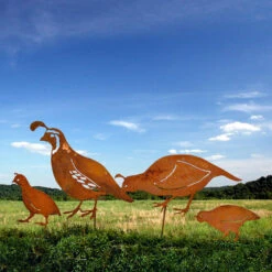 Quail Family Garden Stakes -Bird Haven Outlet Store Quail Family Garden Stakes