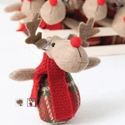 12 Reindeer Ornaments In Wood Crate -Bird Haven Outlet Store Reindeer ornament detail