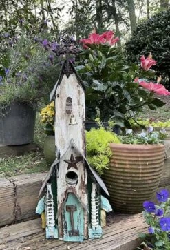 Rustic Church Birdhouses- Medium -Bird Haven Outlet Store Rustic Church Birdhouse 2