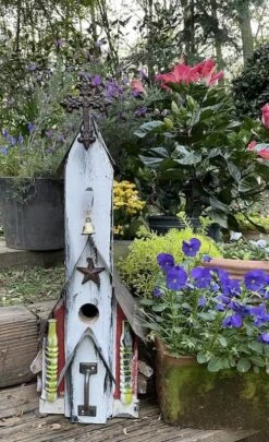 Rustic Church Birdhouses- Medium -Bird Haven Outlet Store Rustic Church Birdhouse 3