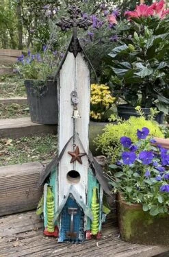 Rustic Church Birdhouses- Medium -Bird Haven Outlet Store Rustic Church Birdhouse 4