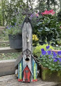 Rustic Church Birdhouses- Medium -Bird Haven Outlet Store Rustic Church Birdhouse 5