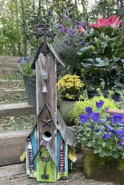 Rustic Church Birdhouses- Medium -Bird Haven Outlet Store Rustic Church Birdhouse 7