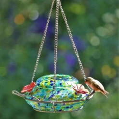 Solar Glass Hummingbird Feeder With Perch