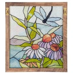 Stained Glass Dragonfly Panel 7 Stained Glass Dragonfly Panel -Bird Haven Outlet Store Stained Glass Panel Hanger Detail