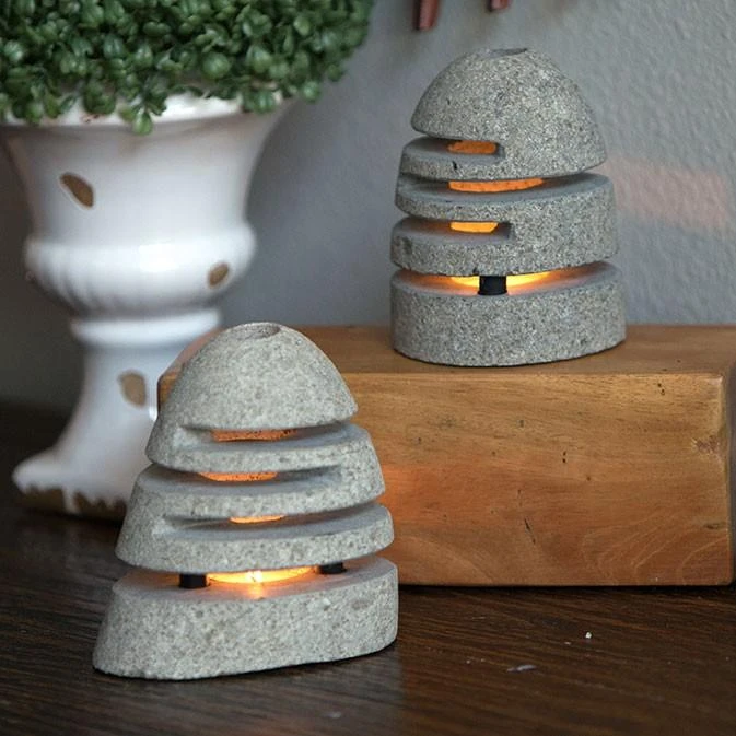 Stone Shade Candle Holder Set/2 1 Stone Shade Candle Holder Set/2