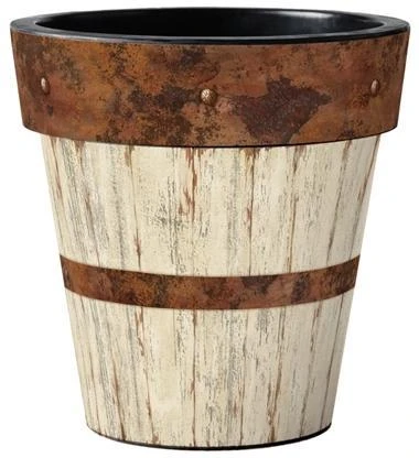 Wood Plank Vinyl Planters-Set/3 2 Wood Plank Vinyl Planters-Set/3 - Image 2