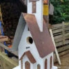 Church Birdhouse In Barn Wood & Vintage Tin