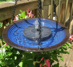 Solar Bird Bath With Stand -Bird Haven Outlet Store hanging solar bird bath blue 58e3595c f05a 47d5 af9a 9a56907fce45