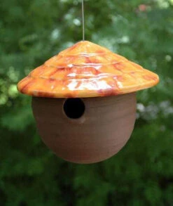 Ceramic Gourd Birdhouse -Bird Haven Outlet Store jj fuzzy peach