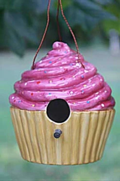 Ceramic Cupcake Birdhouse 6 Ceramic Cupcake Birdhouse -Bird Haven Outlet Store jpeg 2