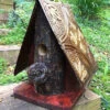 Log Front & Tin Barn Wood Birdhouse-Red