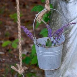 Pulley Bucket Planters -Bird Haven Outlet Store metal bucket planter detail