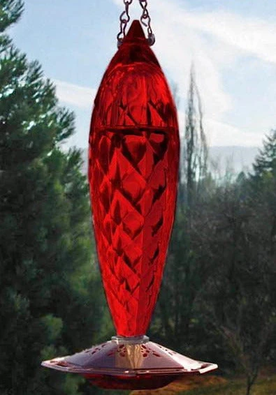 Cut Glass Ruby Hummingbird Feeder 1 Cut Glass Ruby Hummingbird Feeder