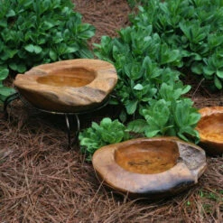 Teak Bird Bath, Deck-Mount Or Ground 2 Sizes -Bird Haven Outlet Store small teak bath ground
